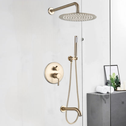 Inbouw Regendouche Set Met Handdouche - Messing Douchekraan Geborsteld goud