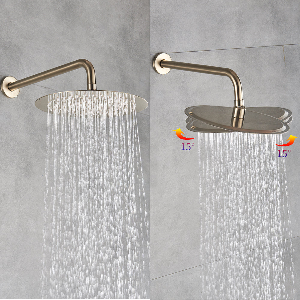 Inbouw Regendouche Set Met Handdouche - Messing Douchekraan Geborsteld goud