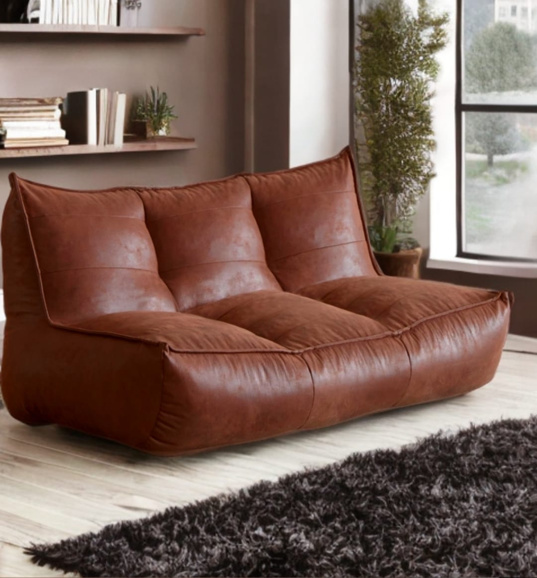 Wagner - Couch Beanbag Rib Modern Retro-Leather