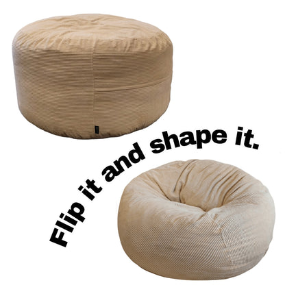 Big Mega XXL Sitzsack aus geripptem Stoff. Inklusive Schaumstofffüllung
