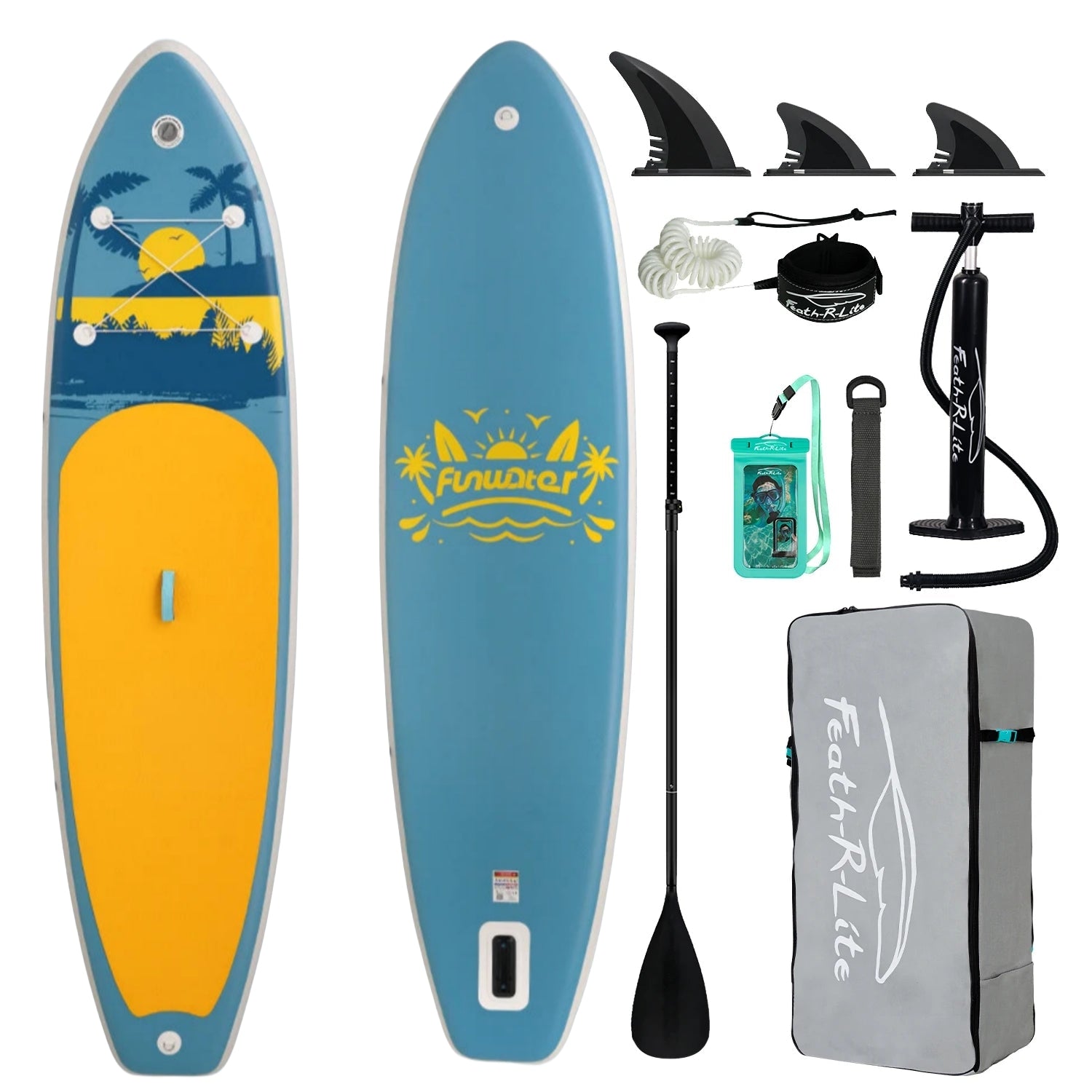 Inflatable SUP board with premium accessories and carrying strap