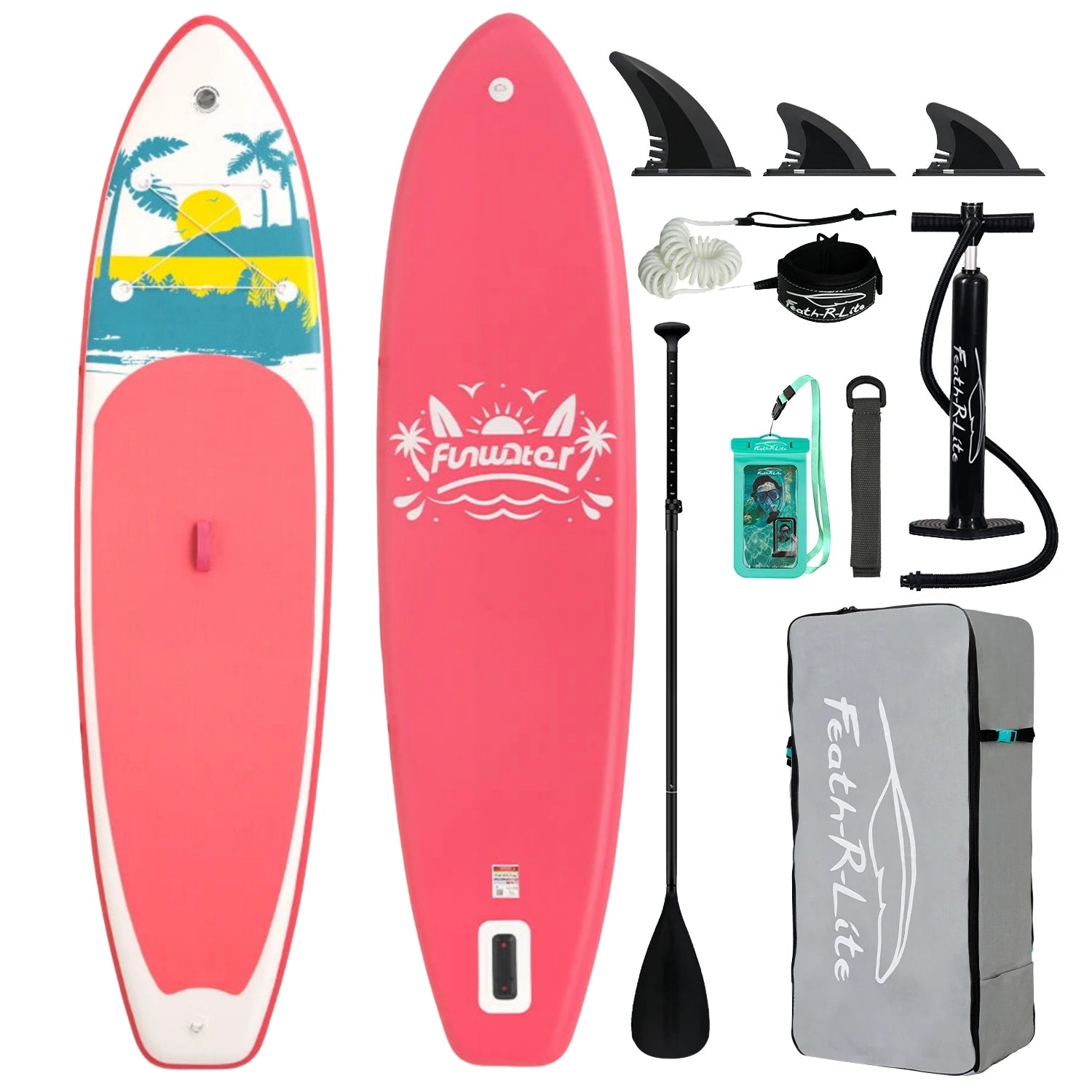 Inflatable SUP board with premium accessories and carrying strap
