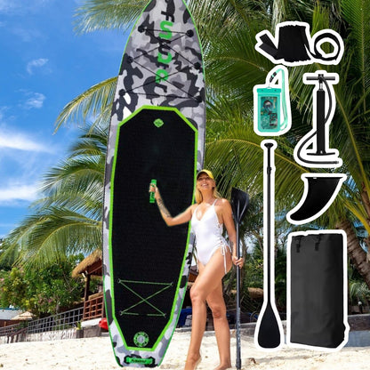 Inflatable SUP board with premium accessories and carrying strap