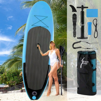 Inflatable SUP board with premium accessories and carrying strap