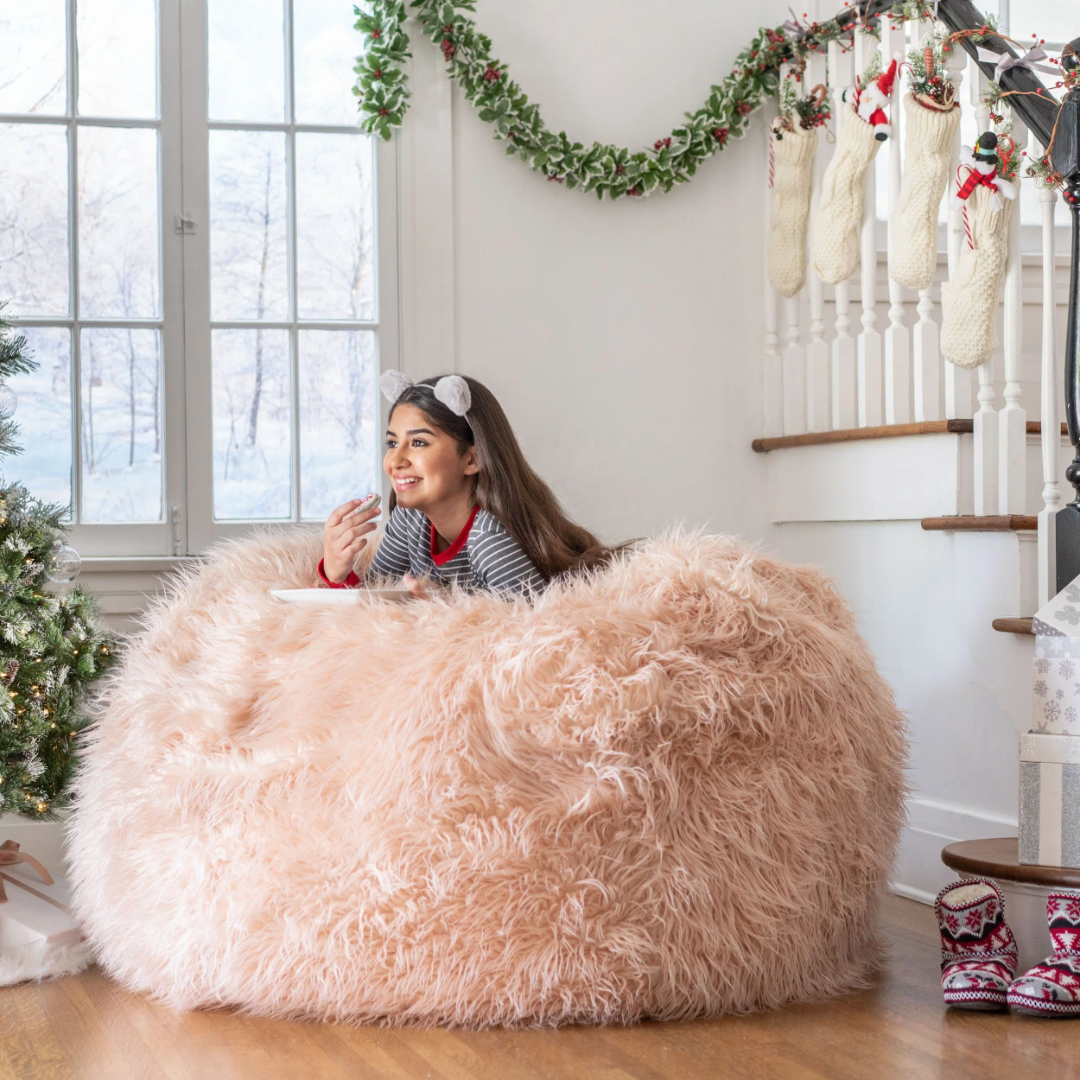 Peach Furry Beanbag included or exluded fillings