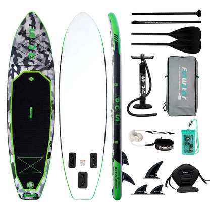 Inflatable SUP board with premium accessories and carrying strap