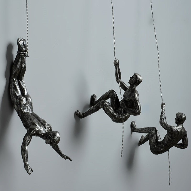 Rock Climbing Man Wall Hanging Decoration Sculpture Statue Figures Decor - Act Design Shop