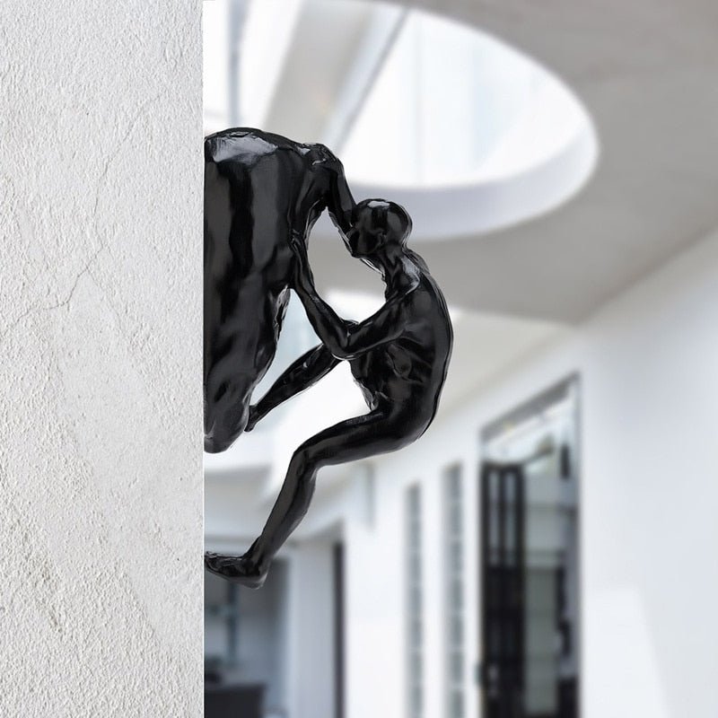 Rock Climbing Man Wall Hanging Decoration Sculpture Statue Figures Decor - Act Design Shop