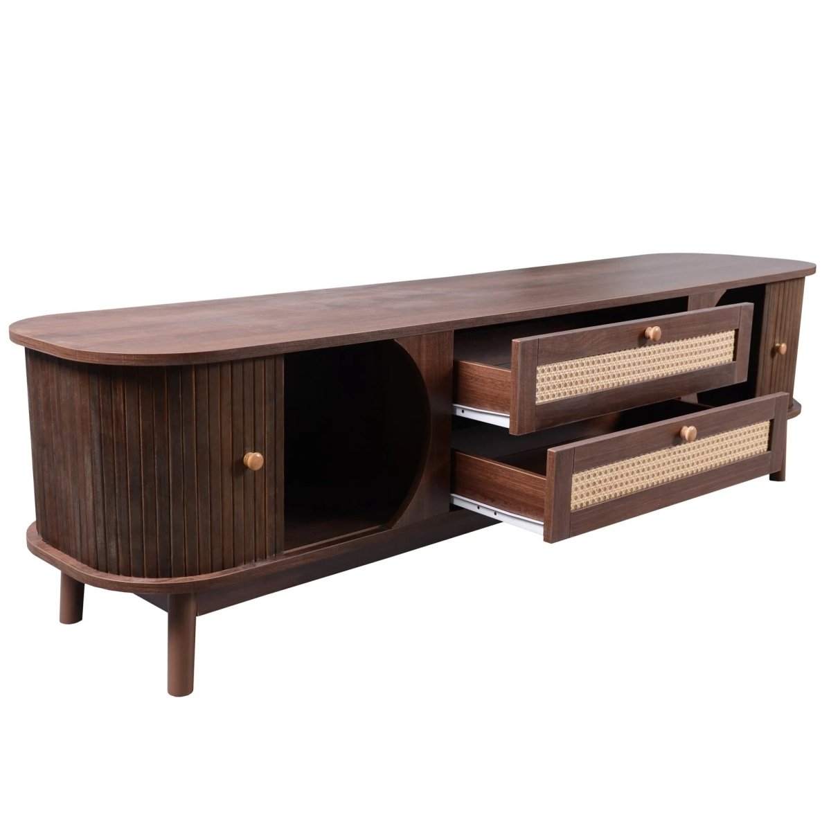 TV Meubel - Natuurlijke Hout Met deuren en Laden cinewall - Act Design Shop