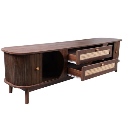 TV Meubel - Natuurlijke Hout Met deuren en Laden cinewall - Act Design Shop
