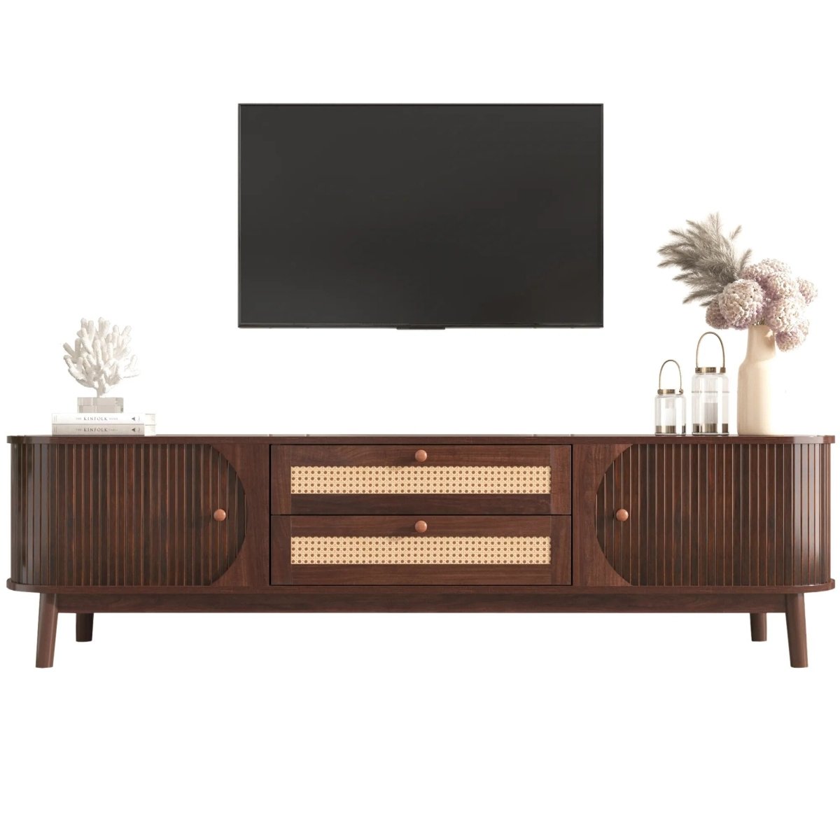 TV Meubel - Natuurlijke Hout Met deuren en Laden cinewall - Act Design Shop
