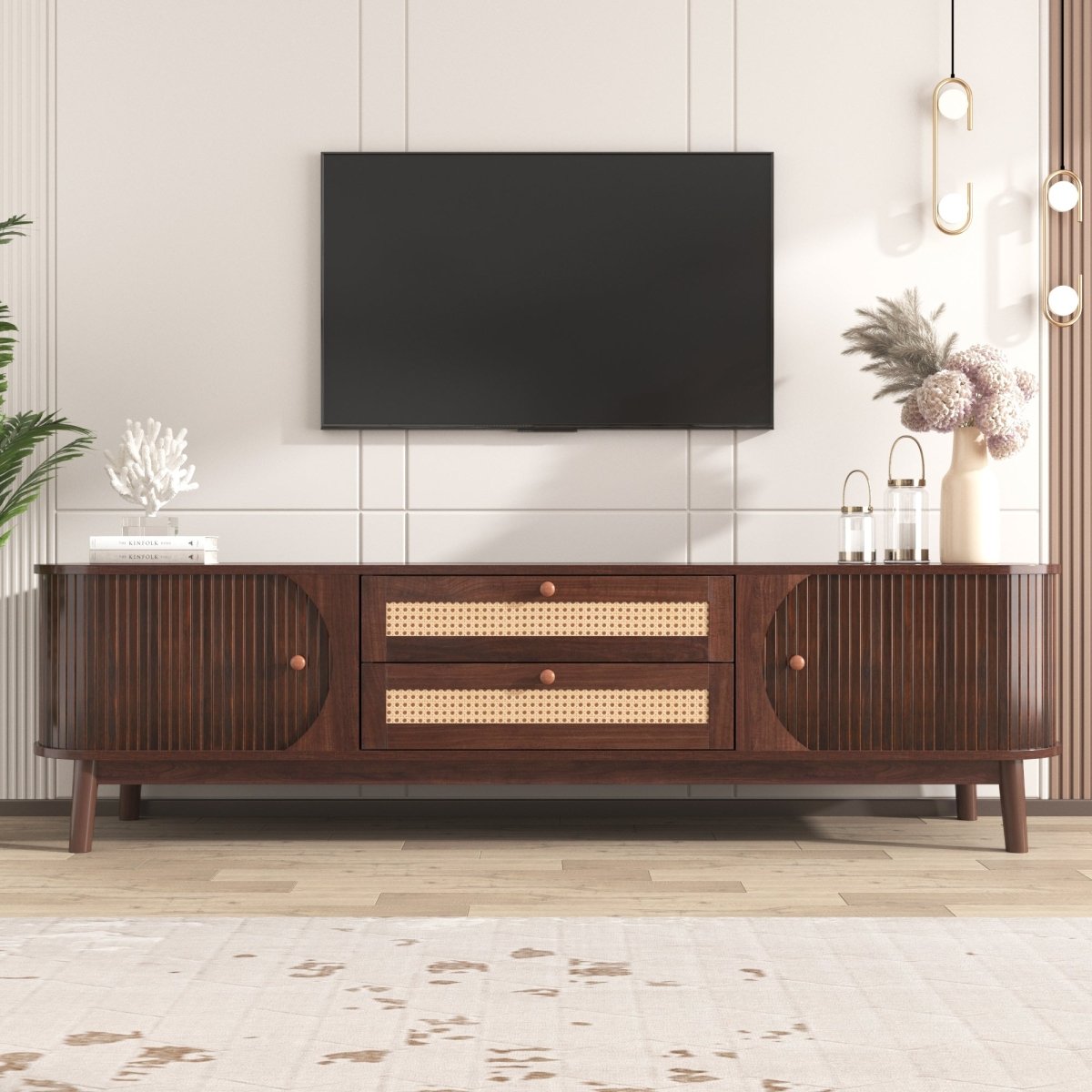 TV Meubel - Natuurlijke Hout Met deuren en Laden cinewall - Act Design Shop