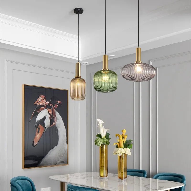 Wagner - Colorful Glass Striped Hanging Lamps - Act Design Shop