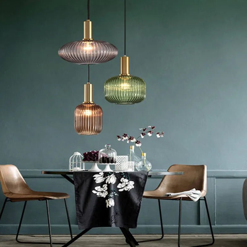 Wagner - Colorful Glass Striped Hanging Lamps - Act Design Shop