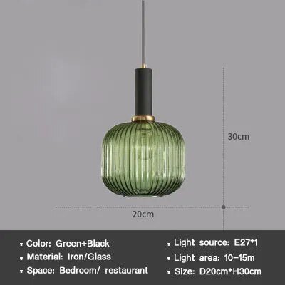 Wagner - Colorful Glass Striped Hanging Lamps - Act Design Shop