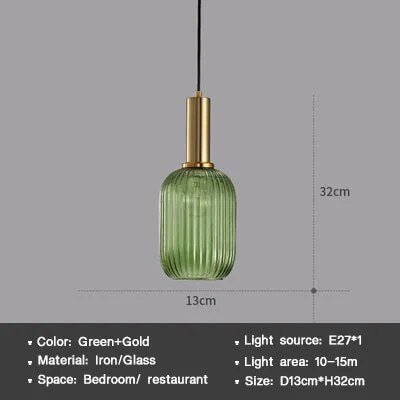Wagner - Colorful Glass Striped Hanging Lamps - Act Design Shop