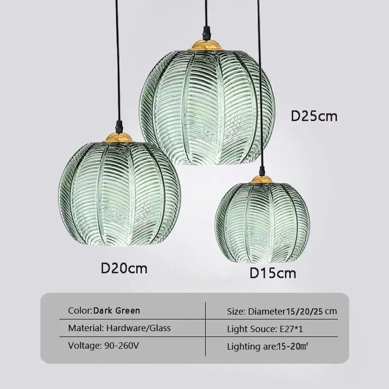 Wagner - Glass Pendant Light Leaf Pattern - Act Design Shop