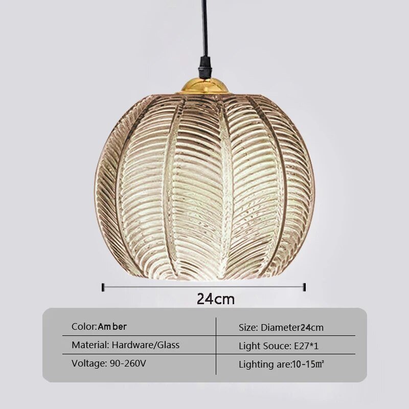 Wagner - Glass Pendant Light Leaf Pattern - Act Design Shop