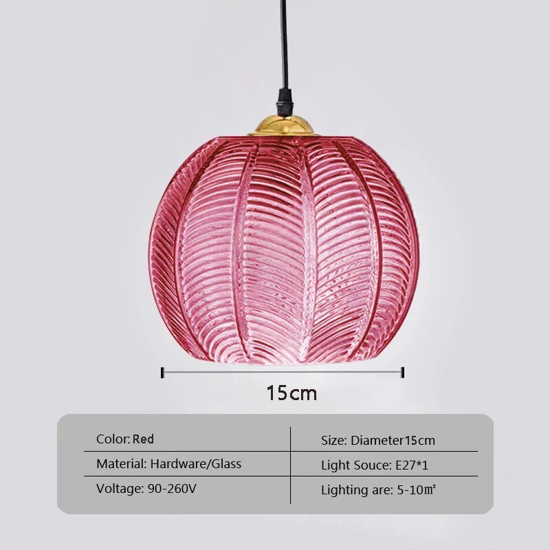 Wagner - Glass Pendant Light Leaf Pattern - Act Design Shop