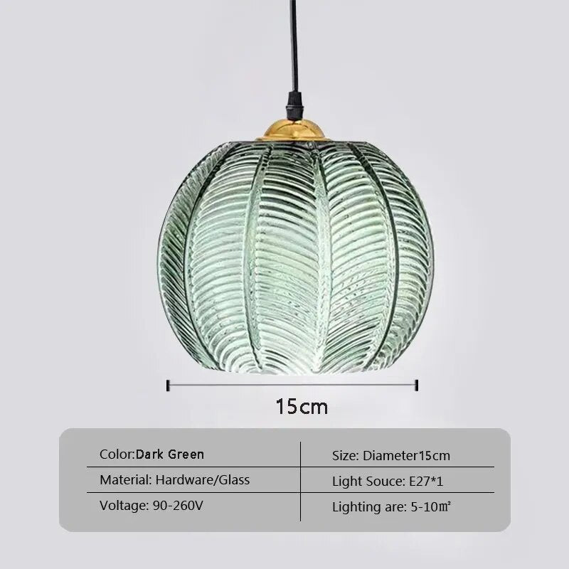 Wagner - Glass Pendant Light Leaf Pattern - Act Design Shop