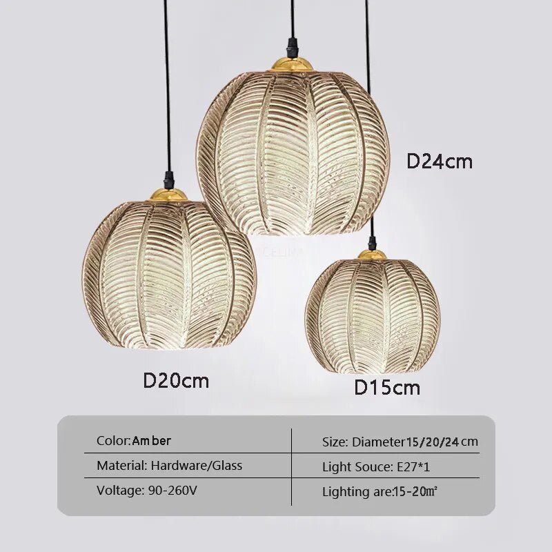 Wagner - Glass Pendant Light Leaf Pattern - Act Design Shop