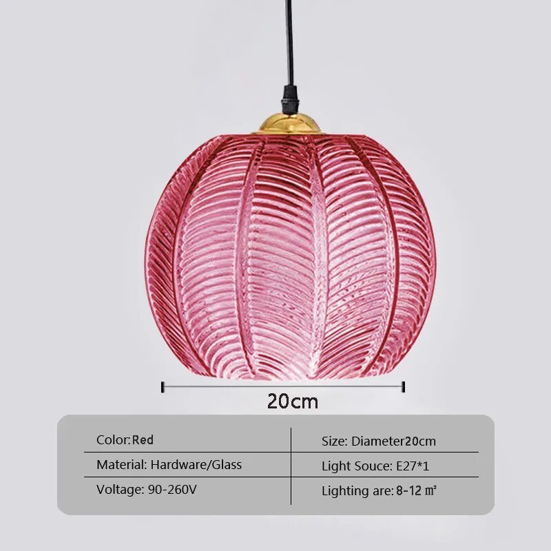 Wagner - Glass Pendant Light Leaf Pattern - Act Design Shop