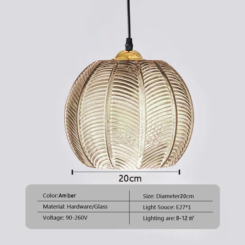 Wagner - Glass Pendant Light Leaf Pattern - Act Design Shop