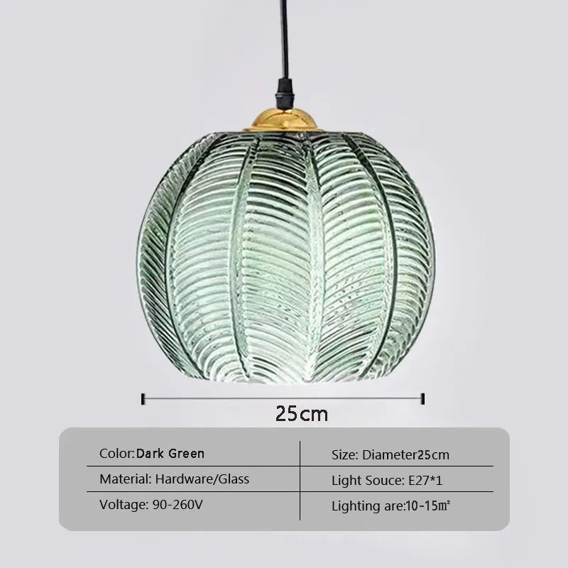 Wagner - Glass Pendant Light Leaf Pattern - Act Design Shop