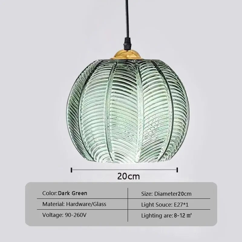 Wagner - Glass Pendant Light Leaf Pattern - Act Design Shop