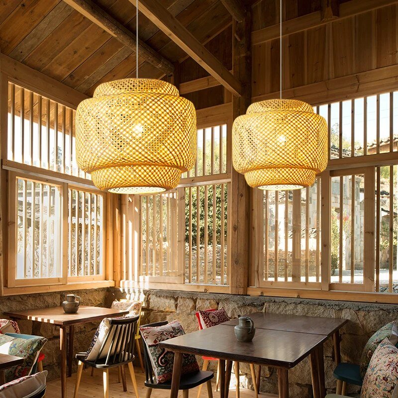 Handmade Double Layer Bamboo Hanging Lamp