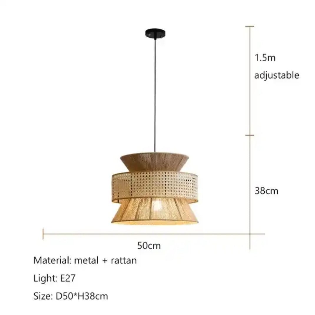 Wagner - Henneptouw Hanglamp Rotan Grid Handwoven 3 - Shaft - Act Design Shop