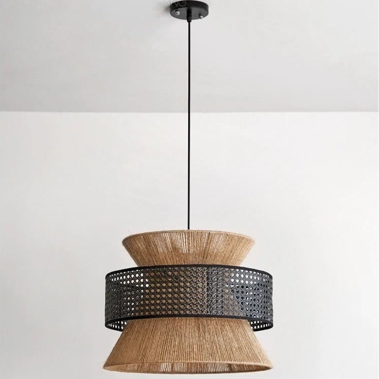 Wagner - Henneptouw Hanglamp Rotan Grid Handwoven 3 - Shaft - Act Design Shop