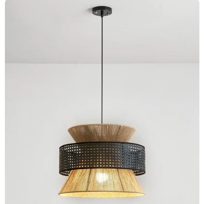 Wagner - Henneptouw Hanglamp Rotan Grid Handwoven 3 - Shaft - Act Design Shop