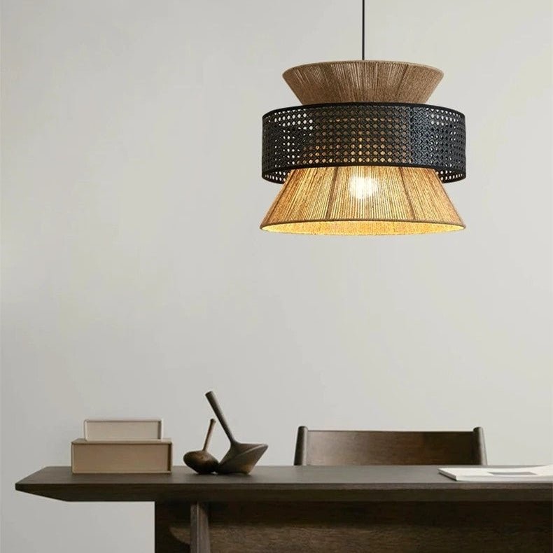 Wagner - Henneptouw Hanglamp Rotan Grid Handwoven 3 - Shaft - Act Design Shop