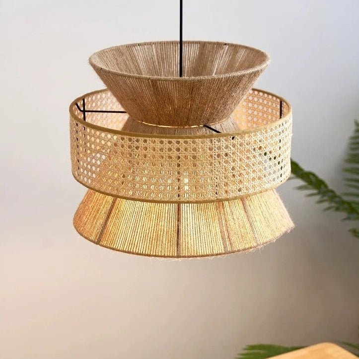 Wagner - Henneptouw Hanglamp Rotan Grid Handwoven 3 - Shaft - Act Design Shop