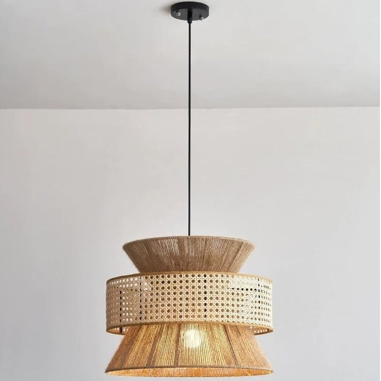Wagner - Henneptouw Hanglamp Rotan Grid Handwoven 3 - Shaft - Act Design Shop