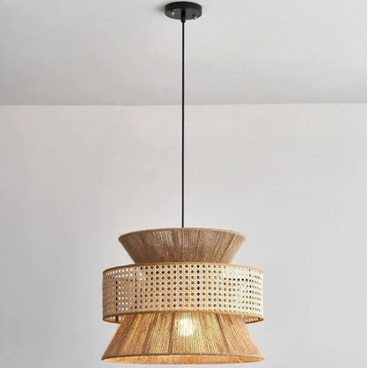 Wagner - Henneptouw Hanglamp Rotan Grid Handwoven 3 - Shaft - Act Design Shop