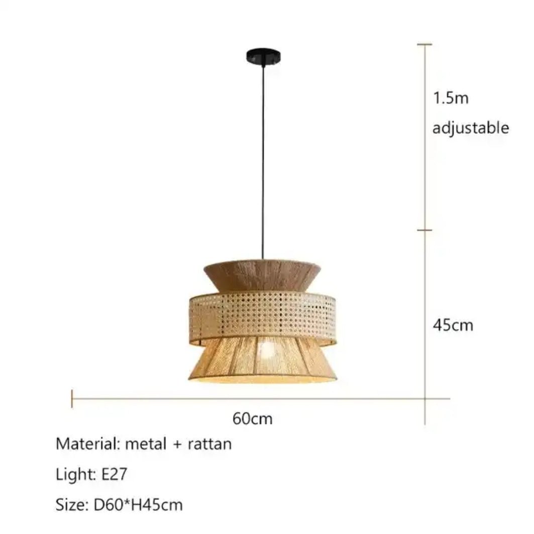 Wagner - Henneptouw Hanglamp Rotan Grid Handwoven 3 - Shaft - Act Design Shop