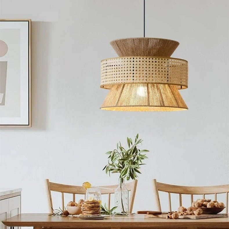 Wagner - Henneptouw Hanglamp Rotan Grid Handwoven 3 - Shaft - Act Design Shop