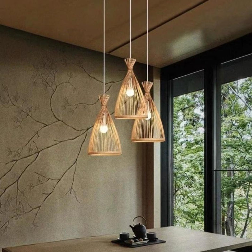 Wagner - Japanese Bamboo Long Woven Hanging Light - Act Design Shop