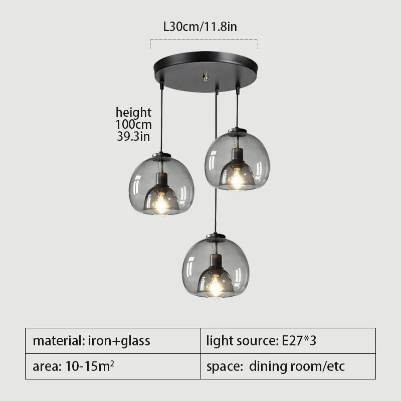 Wagner - Smoke Glass Hanging lamps Vintage Industrial Black - Act Design Shop