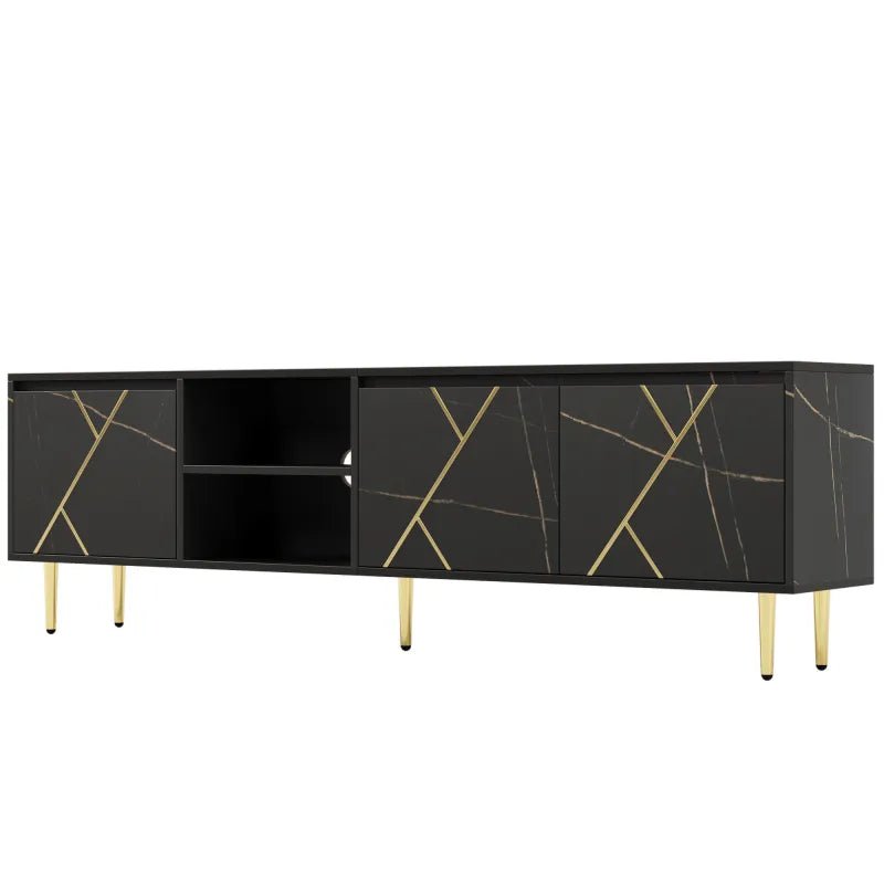 Wagner Tv Meubel Zwart Goud Modern 200x35x60cm - Act Design Shop