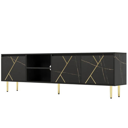Wagner Tv Meubel Zwart Goud Modern 200x35x60cm - Act Design Shop