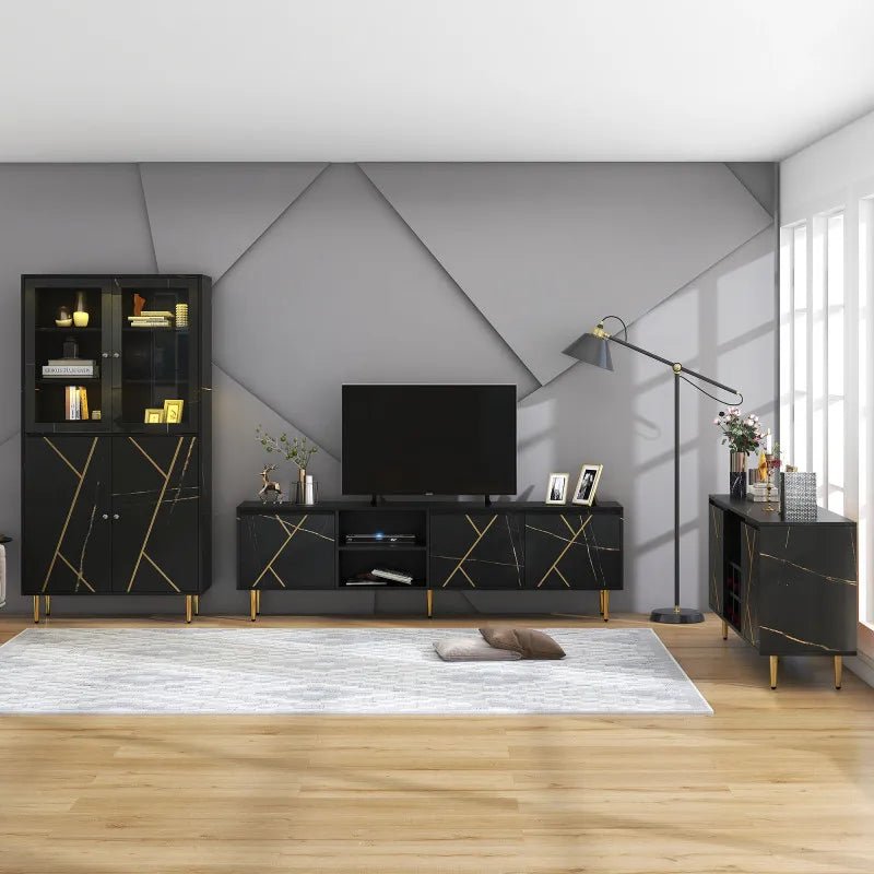 Wagner Tv Meubel Zwart Goud Modern 200x35x60cm - Act Design Shop