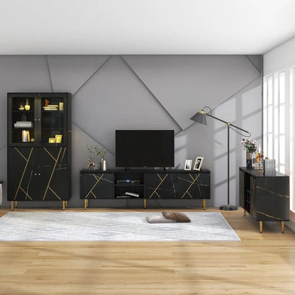Wagner Tv Meubel Zwart Goud Modern 200x35x60cm - Act Design Shop