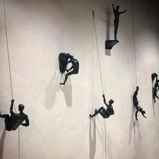 6pc Rock Climbing Man Resin Wall Hanging Statue Sculpture Figures - Act Design Shop