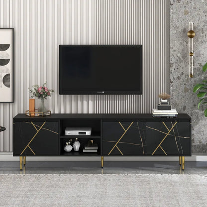 Wagner Tv Meubel Zwart Goud Modern 200x35x60cm