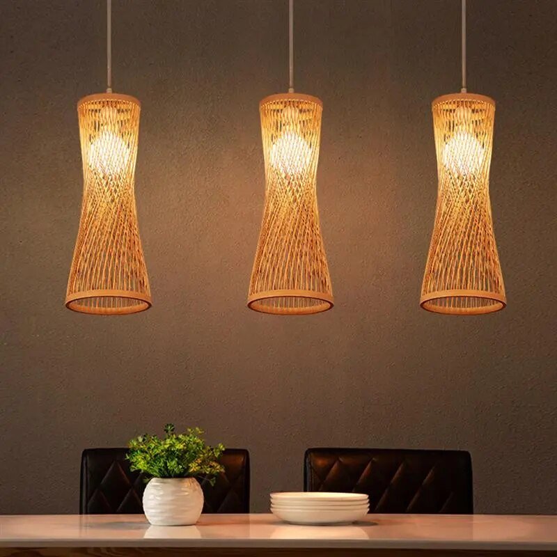 Wagner - Japanese Bamboo Long Woven Hanging Light - Act Design Shop