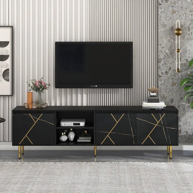 Wagner Tv Meubel Zwart Goud Modern 200x35x60cm - Act Design Shop