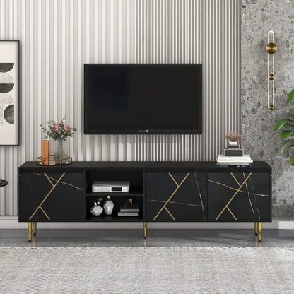 Wagner Tv Meubel Zwart Goud Modern 200x35x60cm - Act Design Shop